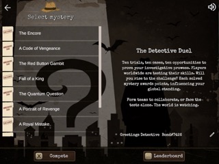 Screenshot of the Detective League in Unresolved, Inc.
