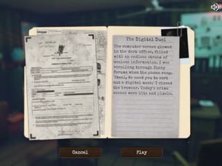 Screenshot of a mystery case in Unresolved, Inc.